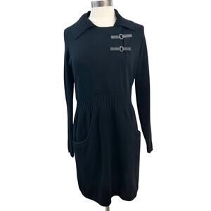 Qi Cashmere Black Sweater Dress Size Large